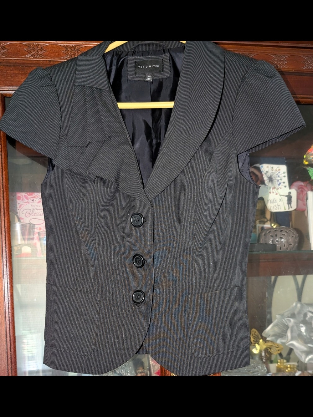 The Limited Black Pinstripe Short-Sleeve Blazer